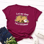 Women T-shirts 100% Cotton Plus Size S-5XL Graphic Tees Female Shirts Summer Tops Cute Bear Let Me Sleep Printed Funny T Shirt - Sommeil-optimal®